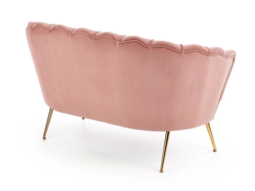 Růžová sametová dvoumístná pohovka Florencja glamour do obýváku se zlatými nohami Intesi