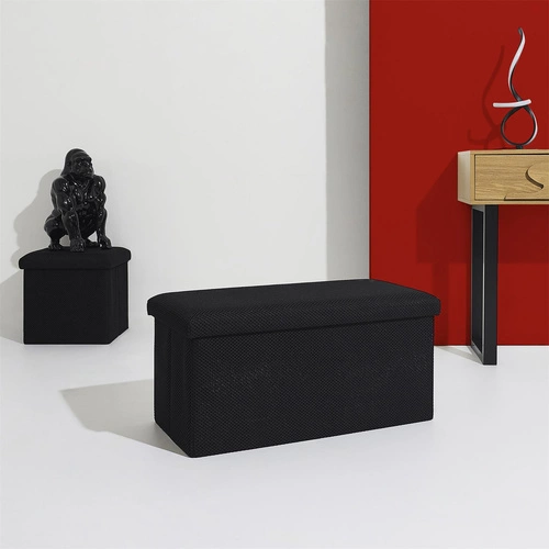 Skládací taburet s úložným prostorem Velse Atom černý obdélníkový moderní do předsíně Intesi