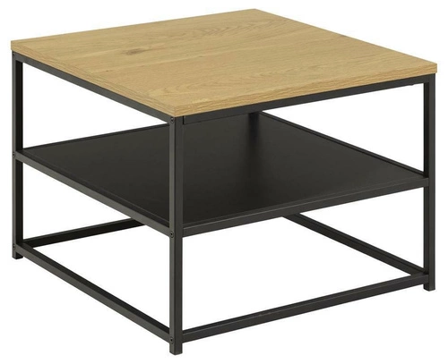 Konferenční stolek Gila čtvercový 55x55 cm loftový dřevěný s policí do obýváku Actona