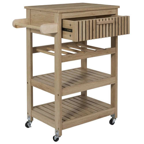 Intesi Klaus dřevěný kuchyňský vozík na kolečkách prostorný skandinávský do kuchyně a jídelny