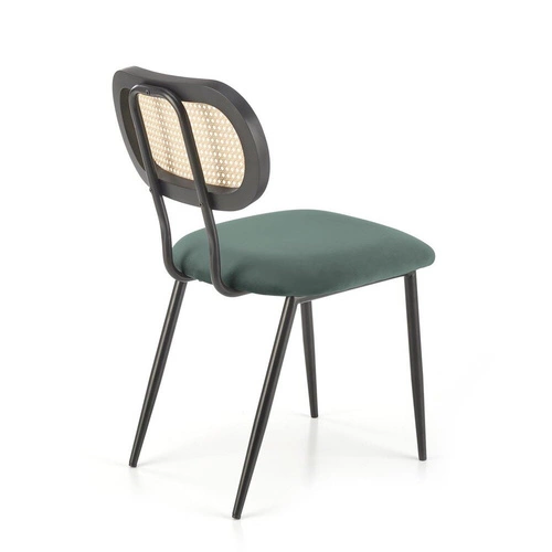 Čalouněná velurová židle Sophie zelená do jídelny a obýváku moderní na černých nohách