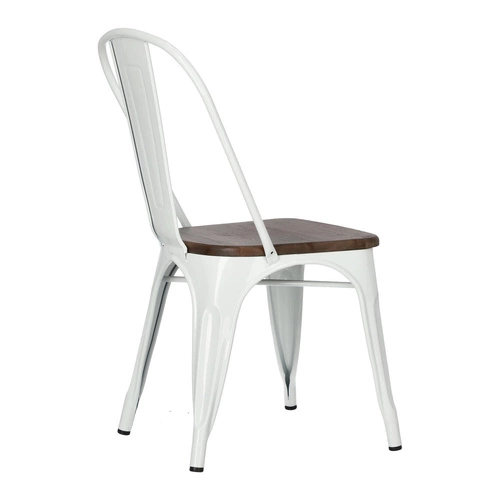 Jídelní židle Paris Wood D2.DESIGN bílá kovová s dřevěným sedákem borovice