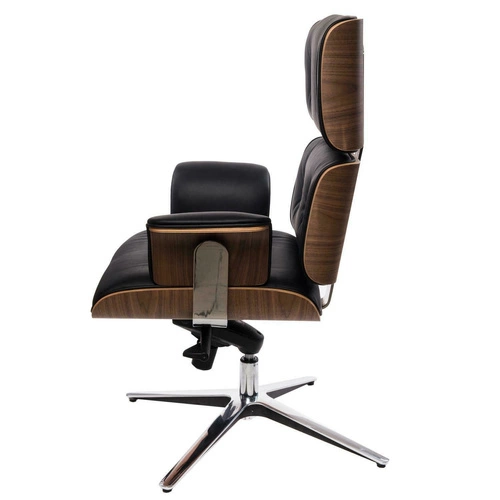 Ergonomická kancelářská židle VIP Exclusive Home černá kožená s podnožkou otočná D2.DESIGN