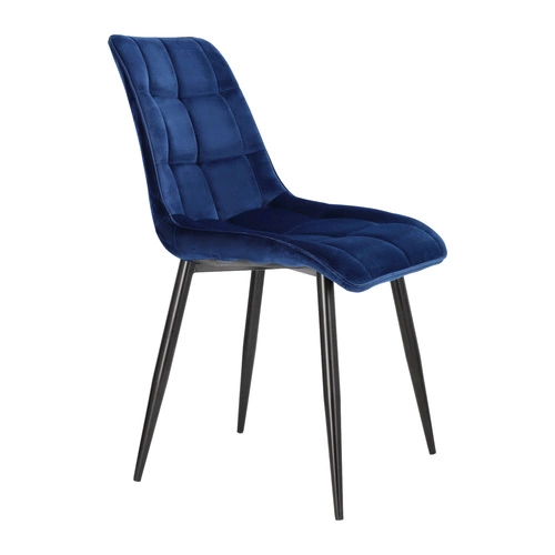Jídelní židle Plaid Intesi čalouněná sametem tmavě modrá moderní černé nohy
