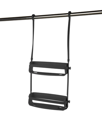 Umbra FLEX moderní černá závěsná koupelnová police do sprchy s háčky 65 cm