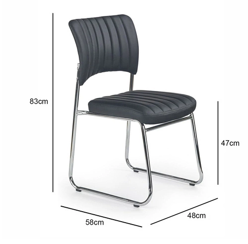 Kancelářská židle Rapid černá čalouněná ekokůže retro na kovových nohách do čekárny Intesi