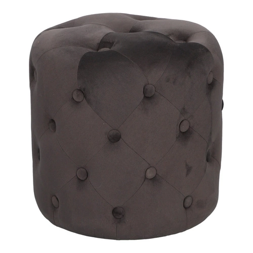 Sametový kulatý taburet Adriana šedý pro glamour obývací pokoj 38 cm Atmosphera