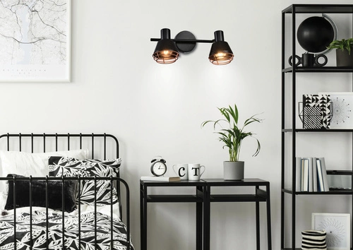 Stropní svítidlo Neria industriální černé s měděným stínidlem nastavitelná do obývacího pokoje