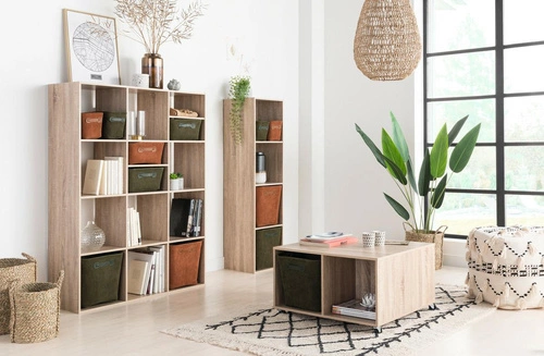 Moderní knihovna do obýváku Kali se 4 policemi z MDF v přírodním dekoru 134 cm