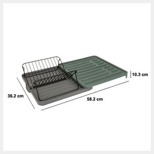 Zelený obdélníkový odkapávač na nádobí s vyjímatelnou miskou 5five simply smart