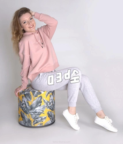 Zahradní kulatý puf Banana Intesi voděodolný na zahradu a balkon žlutý 40 cm