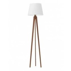 Stojací dřevěná lampa Curacao Lysne moderní bílá s látkovým stínidlem do obýváku 158 cm