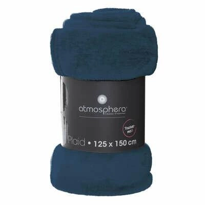 Flanelová deka Atmosphera tmavě modrá hřejivá a měkká na pohovku do obýváku 125x150 cm