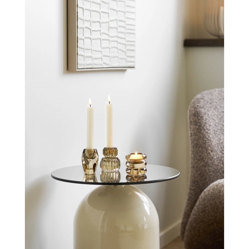 Ravello moderní kulatý konferenční stolek skleněný béžový 40 cm