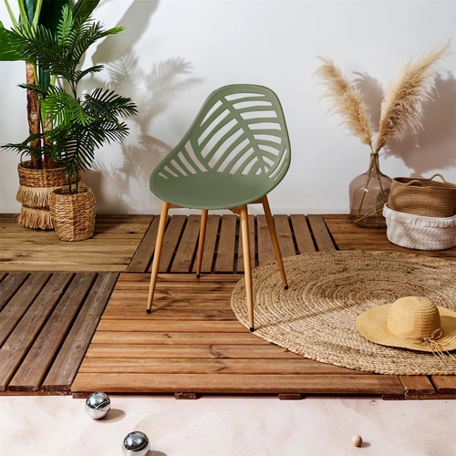 Moderní jídelní židle z plastu Alameda Intesi olivová s opěrkou do kuchyně