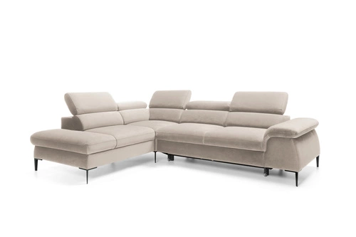 Rohová rozkládací pohovka Silvo L levá béžová skandinávská do obýváku s úložným prostorem