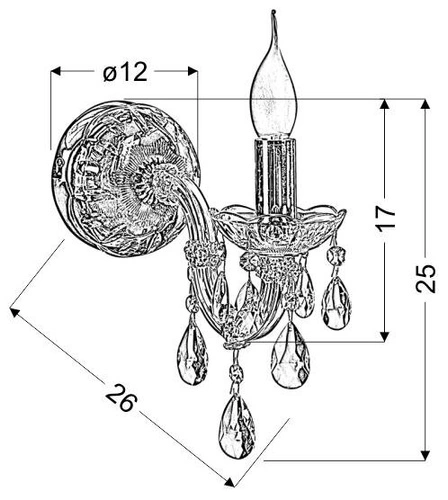 Nástěnné svítidlo glamour Maria Teresa zlaté do obýváku a ložnice dekorativní CANDELLUX
