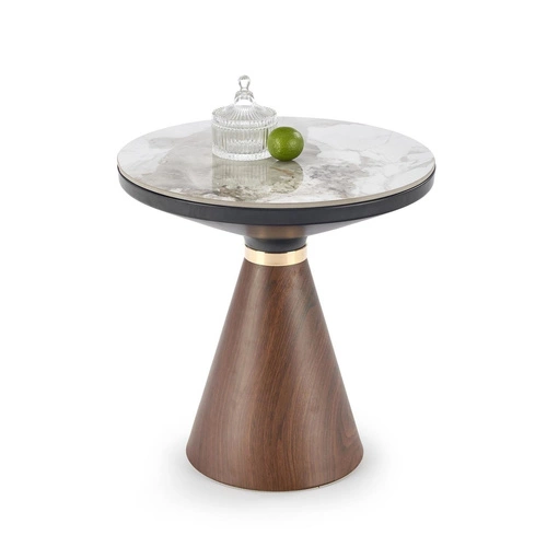 Konferenční stolek Suli kulatý bílý mramor moderní glamour 50 cm do obýváku Intesi