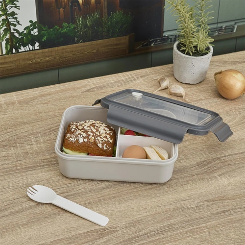 Lunchbox Clip Intesi šedý moderní box na oběd do práce a školy 1,26 l z polypropylenu