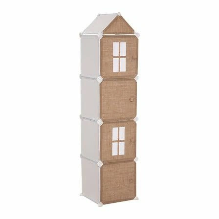 Dětský regál na hračky Tower 139 cm juta bílý