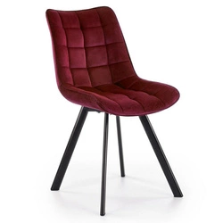 Čalouněná sametová židle Ohio vínová do jídelny a obýváku moderní s černými nohami