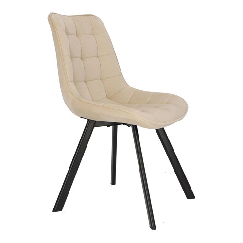 Čalouněná sametová židle Moly Intesi béžová s černými nohami do jídelny a obýváku