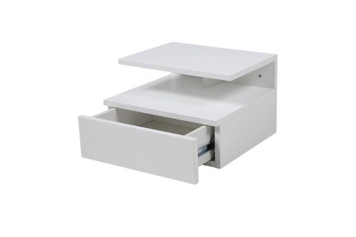 Závěsný bílý noční stolek se zásuvkou Ashlan do moderní ložnice Actona