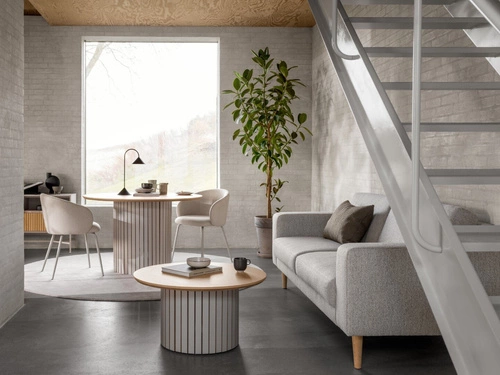 Čalouněná jídelní židle Eleonor béžová Actona skandinávská s područkami