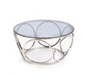 Kulatý skleněný konferenční stolek Deyn 80 cm stříbrný moderní do obýváku Intesi