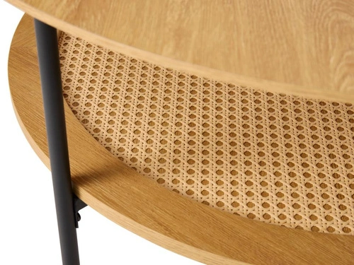 Konferenční stolek Pensacola kulatý 80 cm dub s policí do obývacího pokoje