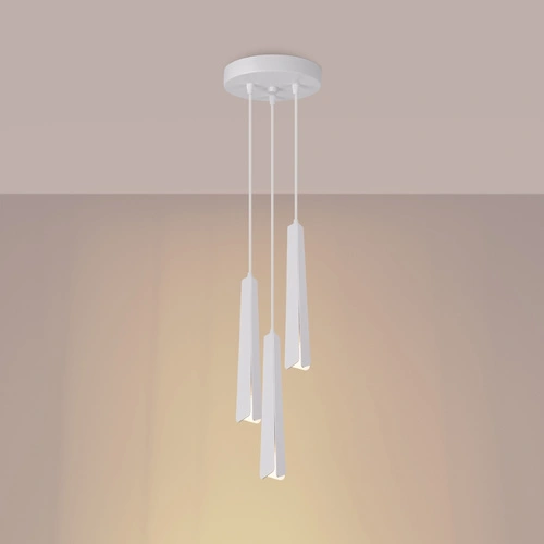 Závěsné svítidlo PRYSM 3P bílé skandinávský styl 3 světla do obýváku a nad kuchyňský ostrůvek