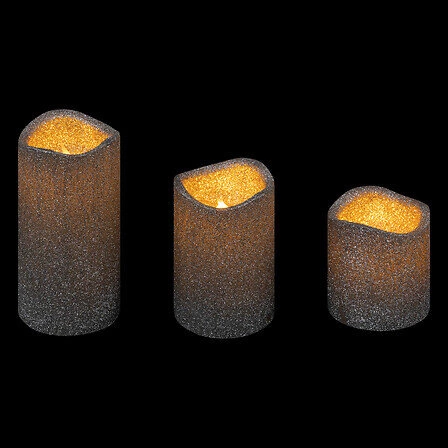 Sada 3 LED svíček lesklé stříbrné