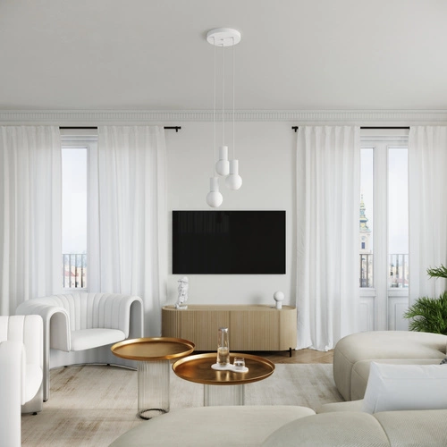 Závěsné svítidlo koule HALO 1 bílá moderní do obýváku a kuchyně skleněné SOLLUX LIGHTING