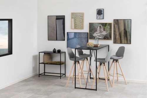 Barová židle Oslo šedá s opěradlem skandinávská dřevěná do kuchyně a k ostrůvku 77 cm Actona