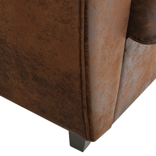 Dvojmístná vintage pohovka z ekokůže Intesi Klubová hnědá do obýváku a pracovny na dřevěných nohách