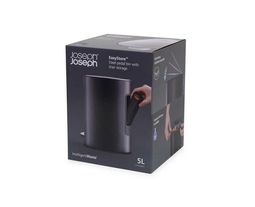 Joseph Joseph EasyStore odpadkový koš do koupelny 5l černý matný s pedálem oválný