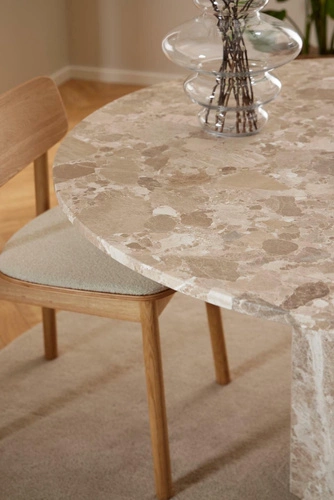 Kulatý mramorový stůl Naxos 100 cm hnědý glamour do jídelny moderní Actona