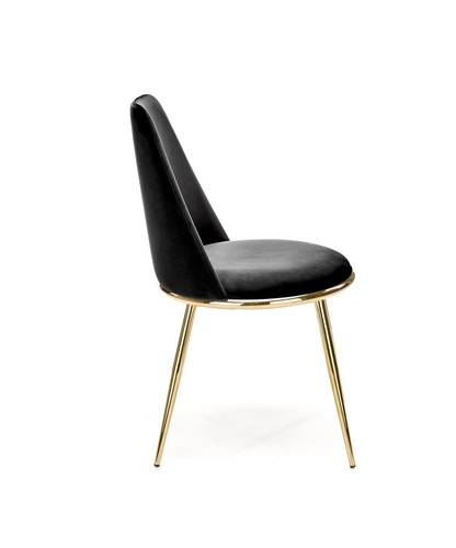 Sametová židle Irene černá se zlatými nohami do jídelny a obýváku moderní glamour