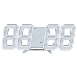 Moderní digitální LED budík Intesi bílý na noční stolek do ložnice