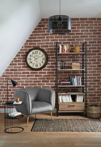 Kulatý černý kovový konferenční stolek Kobu s policemi moderní do obýváku Atmosphera