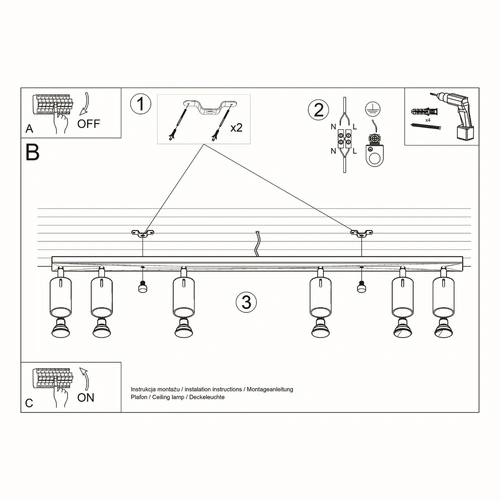 Stropní svítidlo RING 6L bílé moderní kovové do obýváku kuchyně nebo ložnice