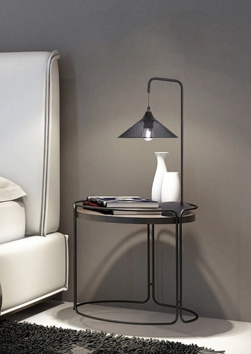 Stolní lampa Kiruna moderní černá kovová s děrovaným stínidlem do obýváku a ložnice