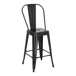 Barová židle Paris Back 66 cm černá kovová s opěrkou k kuchyňskému ostrůvku inspirovaná Tolix D2.DESIGN