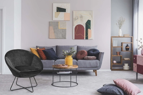 Moderní šedé sametové křeslo Center VIC do obýváku odpočinkové