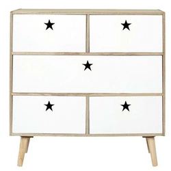 Bílá skandinávská komoda Etoile se zásuvkami na nožičkách 69 cm do ložnice a obýváku Intesi