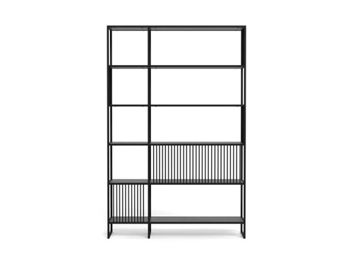 Loftový regál na knihy Strington černý kovový 120 cm Actona