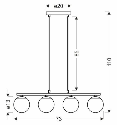 Závěsné svítidlo Carrine skandinávské skleněné čtyřbodové do obýváku a jídelny