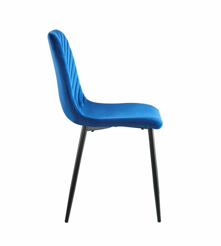 Čalouněná jídelní židle Herman Velvet modrá, moderní na černých nohách
