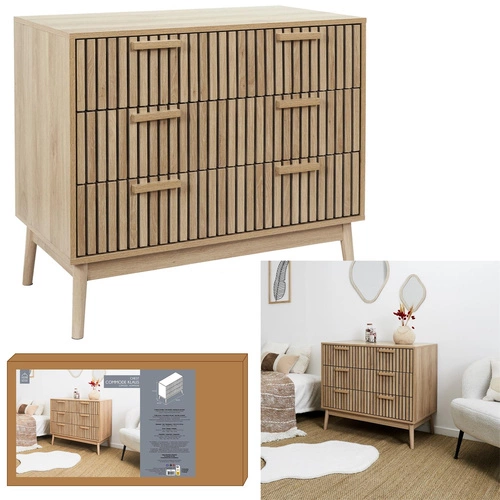 Dřevěná komoda Klaus se zásuvkami 90 cm skandinávská do obýváku a ložnice Intesi
