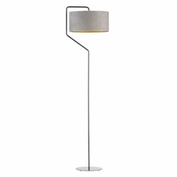 Stojací lampa do obýváku TESALLIA šedá glamour s velurovým stínidlem Lysne 156 cm